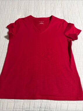 Talbots Bright Red V-Neck Short Sleeve Tee
